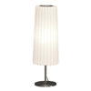 Brushed Stainless Steel Table Lamp with Ribbed White Shade