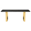 79" Gorgeous Black Marble & Gold Brushed Steel Executive Desk