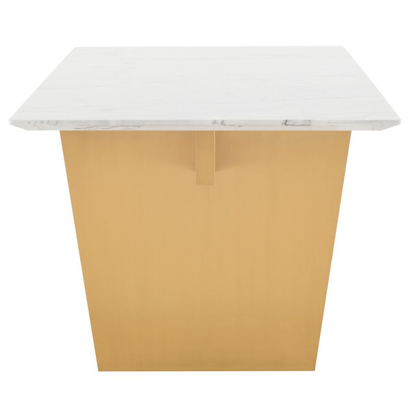 78" White Marble Desk with Gold Base by Nuevo