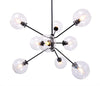 Modern Atom-Style Pendant Light with Clear Glass Orbs