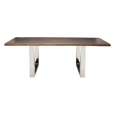 Stunning 78" Stainless Steel & Seared Oak Executive Desk