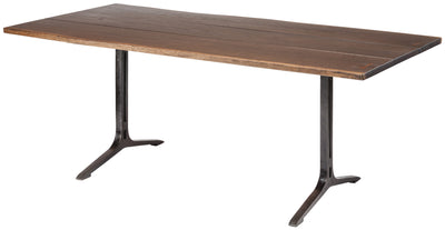 78" Solid Seared Oak & Cast Iron Desk or Meeting Table
