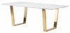 79" Uber Modern Office Desk with White Marble Top & Brushed Gold Stainless Steel Legs