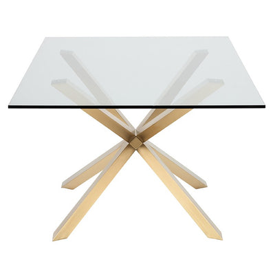 Modern Glass Top & Brushed Gold Steel Conference Table