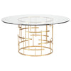 59" Round Glass & Gold Steel Cross Hatch Meeting Table