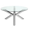 Stunning 59" Round Glass & Brushed Steel Meeting Table