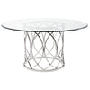 59" Round Glass & Stainless Steel Meeting Table w/ Interwoven Ring Design