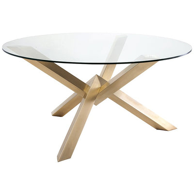 72" Round Glass & Gold-Brushed Steel Meeting Table