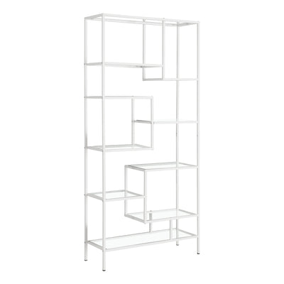 Modern Industrial White and Glass Bookcase