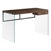 47" Glass & Reclaimed Brown Wood Desk with Drawer