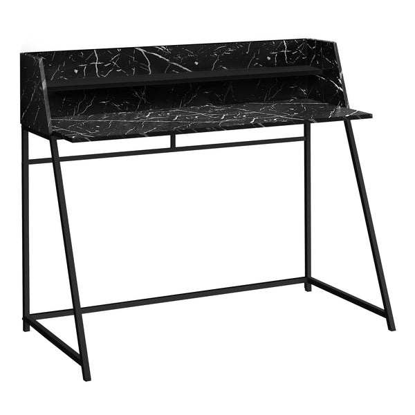 48" Black Marble Desk with Shelf by Monarch