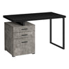 48" Reversible Desk with File Cabinet in Concrete & Black