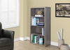 Dark Taupe 48" Tall Four Shelf Bookcase from Monarch