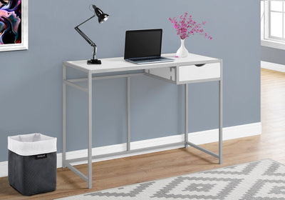 42" White Minimalist Office Desk w/ 1 Drawer
