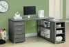 Corner L-Shaped Office Desk with Storage in Dark Taupe Reclaimed Finish