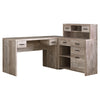 63" Taupe Woodgrain L-Shaped Office Desk & Storage Area in One