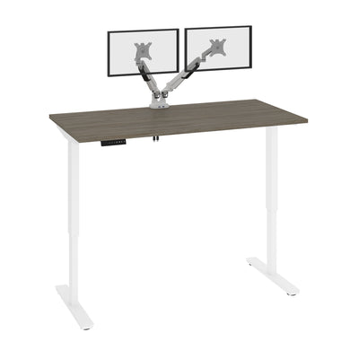 59" Twin Monitor Adjustable Desk in Bark Gray