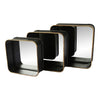 Square Shadow Box Mirror w/ Black Frames & Gold Rims (Set of 3)