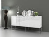 White High Gloss Lacquer 71" Credenza with Stainless Base