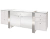 79" White Lacquer & Faux Brushed Aluminum Modern Credenza