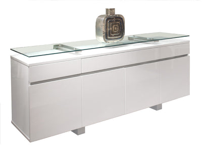 Premium 69" White Lacquer Modern Glass Executive Desk