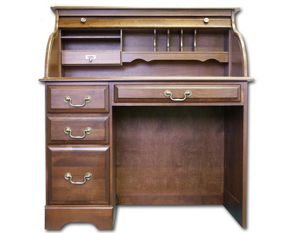 Haugen Desk Solid Cherry Single Pedestal Rolltop Writing 42