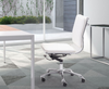 Modern White Leather & Chrome Armless Office or Conference Chair
