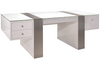 White Lacquer and Faux Brushed Aluminum Executive Desk