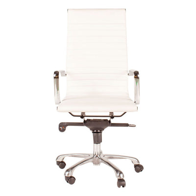 Multi-Position Tilt-Locking High Back Conference Chair in White (Set of 2)