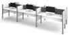 Premium White Six-Desk Workstation with Gray Tack Board