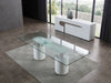 94" Modern Glass Conference Table with White Cylindrical Bases