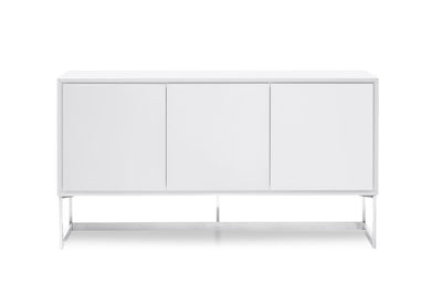 Modern High-Gloss White Storage Credenza