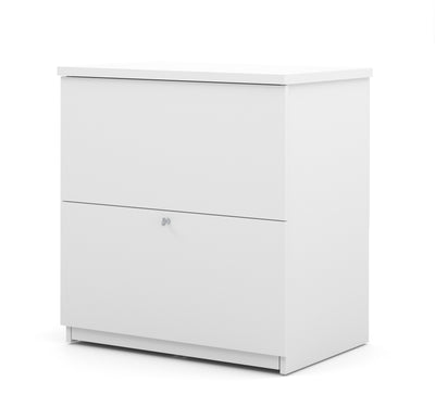White & Walnut Gray Modern L-shaped Desk with Hutch