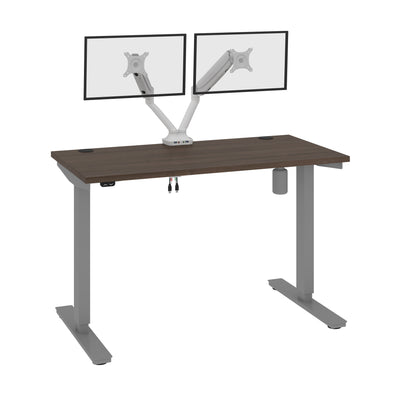 48" Twin Monitor Adjustable Desk in Antigua/Light Gray