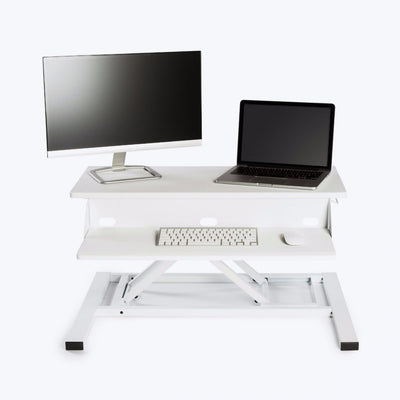 Sleek White Desk Riser w/ Pneumatic Lift