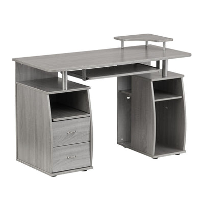 48" Gray Woodgrain Desk with Underdesk Storage