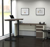 White & Antigua Single Ped Desk & 48" Height-Adjustable Side