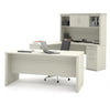 White Chocolate Premium Modern U-shaped Desk with Hutch