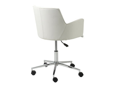 Contemporary White Office Chair with Unique Arms & Chrome Base