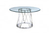 Round 51" Glass Meeting Table with Polished Stainless Steel Base