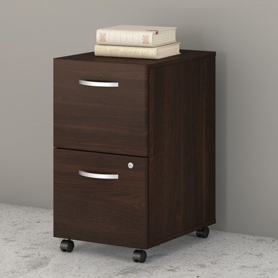 16" Pre-Assembled Mobile 2-Drawer File Cabinet in Black Walnut