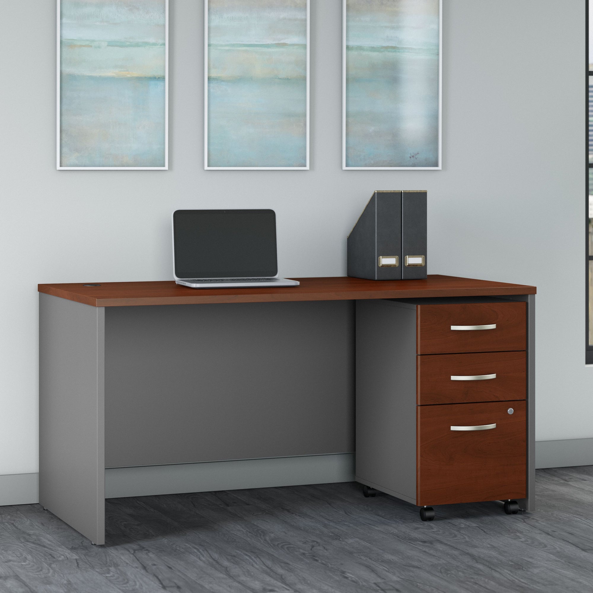 Cherry & Graphite Gray 60" Executive Desk with Mobile Pedestal