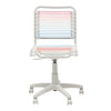 Blush/Blue Low Back Bungie Office Chair with White Frame and Base