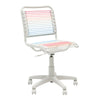 Blush/Blue Low Back Bungie Office Chair with White Frame and Base