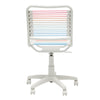 Blush/Blue Low Back Bungie Office Chair with White Frame and Base