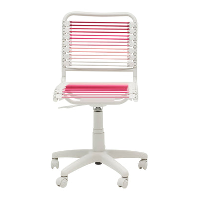 Blush Low Back Bungie Office Chair with White Frame and Base