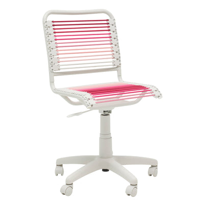 Blush Low Back Bungie Office Chair with White Frame and Base
