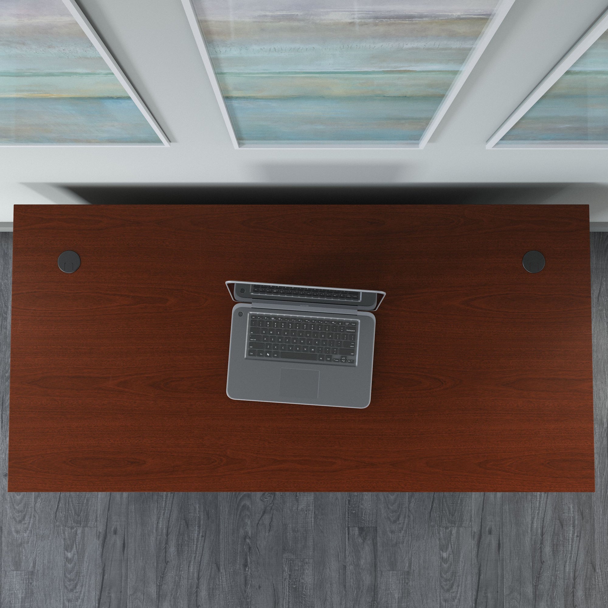 60" Mahogany Executive Desk with Wire Management