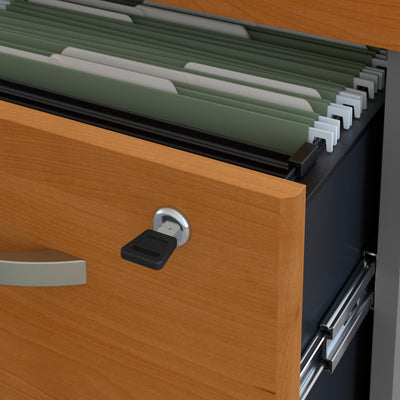 72" L-shaped Desk with Mobile Pedestal in Natural Cherry/Graphite Gray