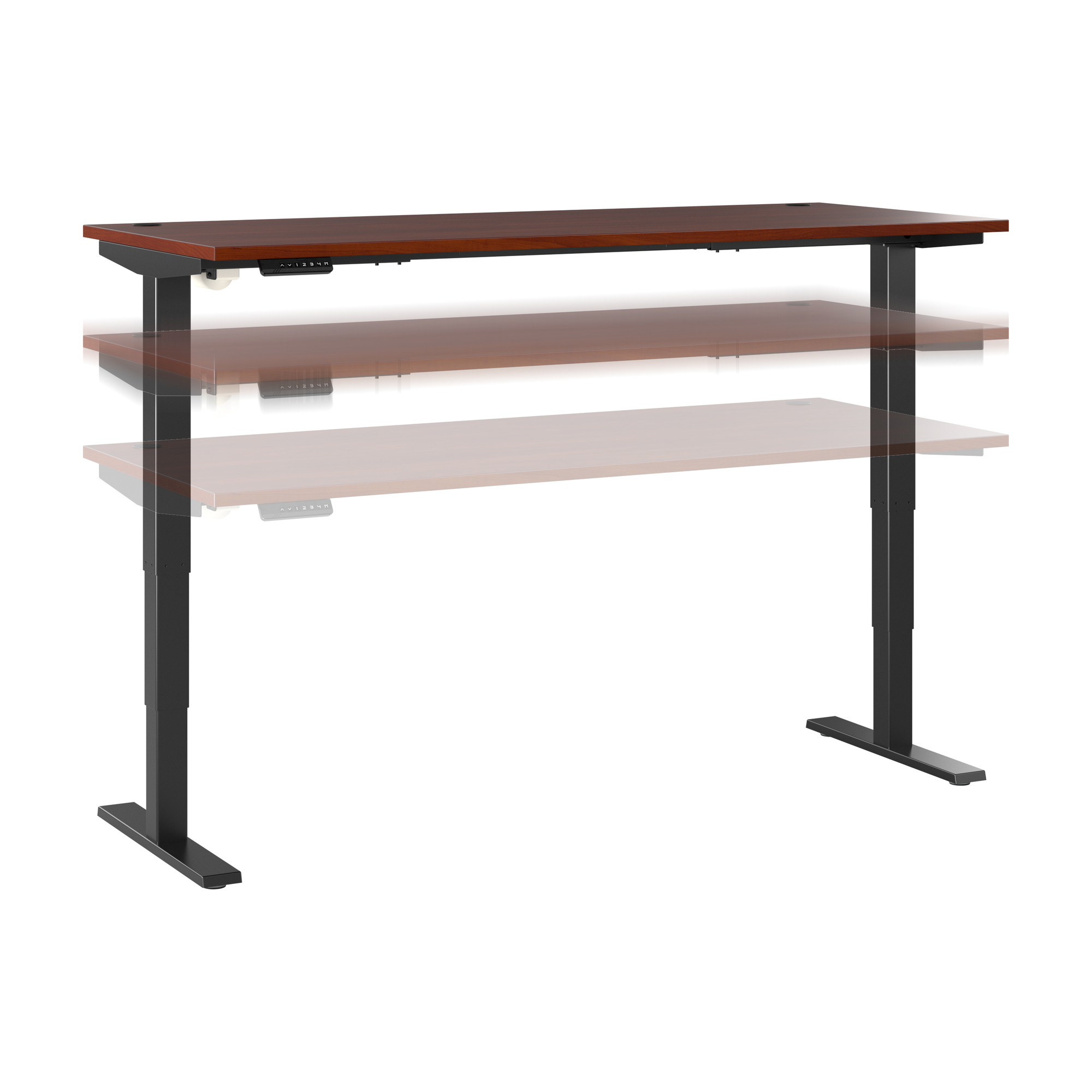 72" Large Modern Adjustable Standing Office Desk in Hansen Cherry with Black Base